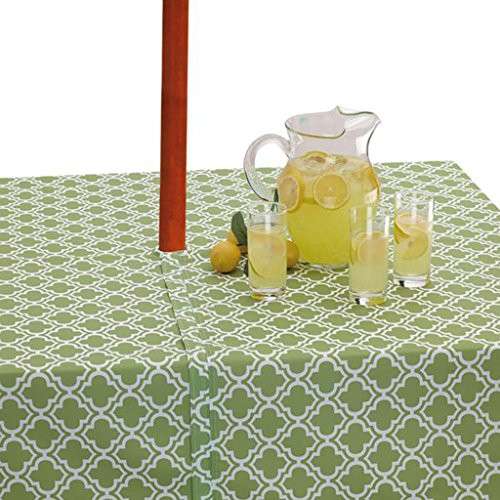 Design Imports 120" Lattice Umbrella Tablecloth in Green