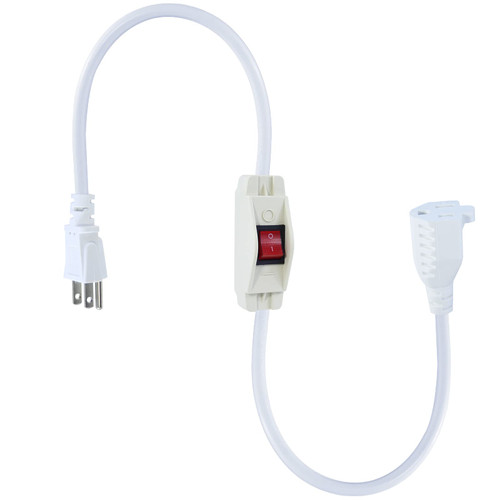 1.5FT Short Outdoor Indoor Extension Cord with On/Off Switch - Waterproof 3 Prong Extension Cord with Inline Switch, 1875W Heavy Duty White SJTW 14AWG Grounded 15A 125V AC Electrical Extension Cord