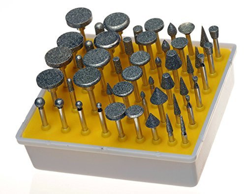 Revesun Diamond Burr Bit Set for Rotary Tool 1/8-inch Shank 50pc 120 Grit