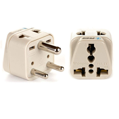 OREI World (USA, UK, China & More) to India (Type D) Travel Adapter Plug - 2 in 1 - CE Certified - RoHS Compliant - 2 Pack - White Color (DB-10-2PK)