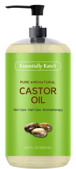 Essentially KateS Castor Oil 16.9 Fl Oz - Pack of 1-100% Pure and Natural and Cold Pressed