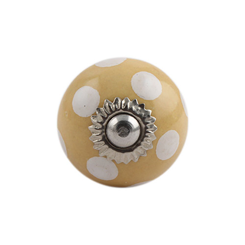 Indian Shelf 10 Pack Farmhouse Cabinet Pulls|Polka Dot Western Door Knobs|Vintage Knobs for Cabinets & Drawers Mustard|Knobs for Dresser Drawers Vintage Ceramic|Knobs for Dressers|Pull Knobs
