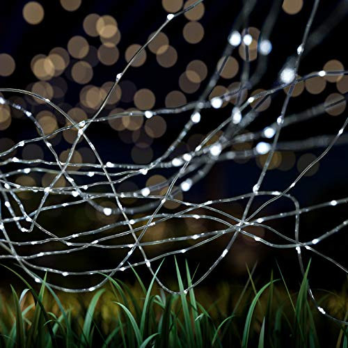 Pure Garden Cool White Outdoor Starry String Solar Powered Fairy 200 LED 8 Lighting Modes for Patio, Backyard, Events, 463.8"x0.1"x0.1"