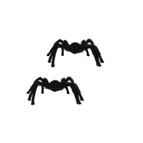 Halloween Animatronics 2 Big Spider Decorations, Plush Spooky Spider Ornament, Simulation Giant Spider for Halloween Yard (E)