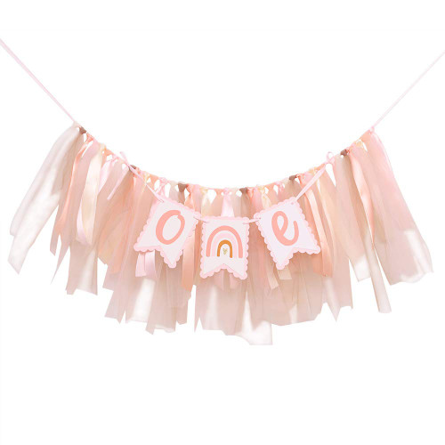 Bohemian 1st Birthday Banner - Bohemian Rainbow High Chair Banner, First Birthday High Chair Bunting Decoration, Silent and Neutral Modern Girl, Smash Cake Props, Photographer Photo Props.