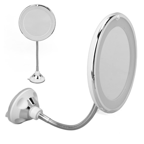 Magnifying Mirror, 10X Magnification LED Fill Light Suction Cup Adjustable Gooseneck Makeup Mirror for Home Office