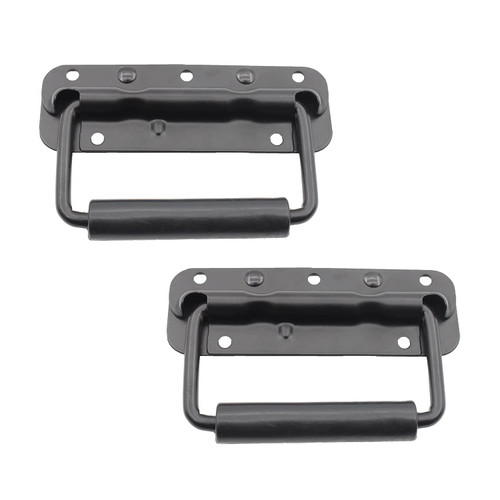 2 Pack Spring Loaded Pull Handles, TTZEZE Surface Mount Chest Handle with Rubber Grip, Handmade Chest Trunk Lifter Handle Pull, Heavy Duty Hardware for Chests Trunks Crates Storage Boxes Thickened 2mm