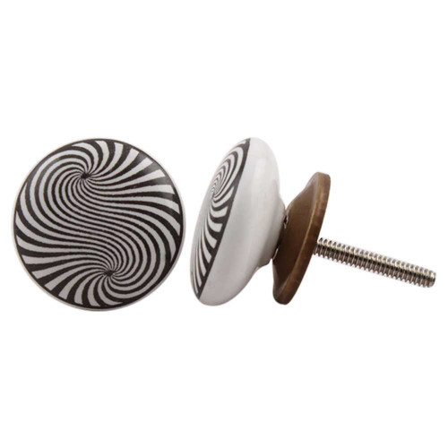 Indian Shelf 8 Pieces Unicorn Drawer Knobs | Spiral Flat Knobs for Dressers | Black Bathroom Knobs and Pulls | Ceramic Cabinet Pulls Vintage | Knob Hardware | Farmhouse Cabinet Knobs