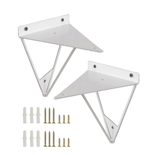 2 Pieces of Shelve Support Brackets Hairpin, Heavy Duty Wall-Mounted Shelf Brackets, Metal Triangle Floating Shelf Bracket, Scaffold Board Shelving Brackets with Screws,White-10x11cm/3.9 * 4.3in