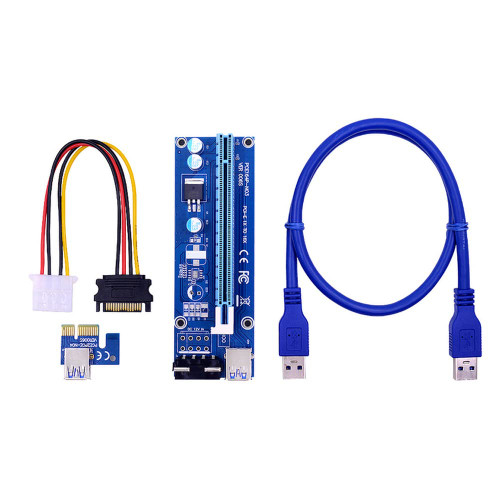 1pcs VER006S PCI-E Riser Card USB 3.0 Cable PCI Express 1X to 16X Extender PCIe Adapter for Video Card,0.6M