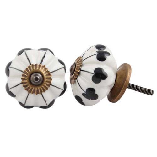 Indian Shelf 2 Pieces Western Dresser Knobs | Leaf Pumpkin Pulls and Knobs | Cabinet Pulls Single Hole Black | Knobs for Cabinets Ceramic | Western Cabinet Knobs | Flower Knobs for Dresser Drawers