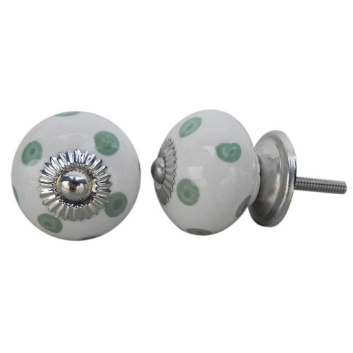 Indian Shelf 4 Pieces Drawer Pulls Single Hole | Polka Dot Cabinet Knobs | Single Hole Cabinet Knobs White | Unique Drawer Knobs Ceramic | Decorative Dresser Knobs | Knobs and Pulls