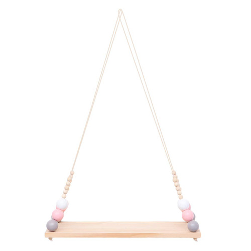 Garneck Wall Mounted Shelving Wood Hanging Shelves Swing Rope Floating Shelves Wall Shelves Storage Rack Decorative for Bedroom Living Room Kitchen Bathroom Bookcase Shelf