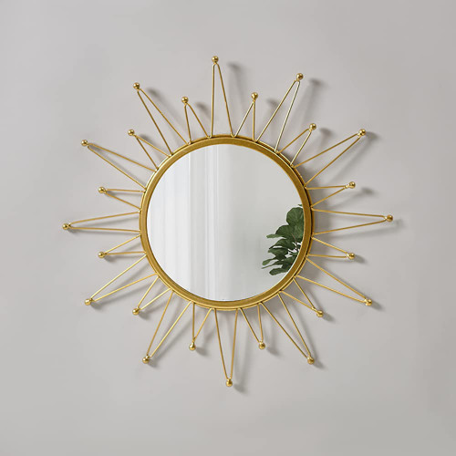 KKTAPOS Gold Mirrors for Wall - Metal Sunburst Wall Mirror Room Decor & Home Decor, Boho Mirror Wall Decor Gifts for Women & Moms (Medium, Sunshine)