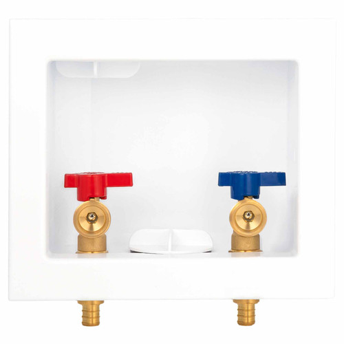 Lingmfg Washing Machine Outlet Box PEX Crimp with 2 inch Outlet Drain, 1/2 inch Crimp PEX 1807, Connection 3/4 inch Washing Machine Hoses