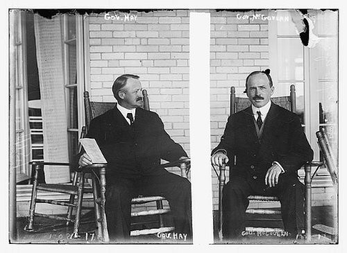 HistoricalFindings Photo: Governor Hay,Governor McGovern,Both Seated in Rocking Chair on Porch