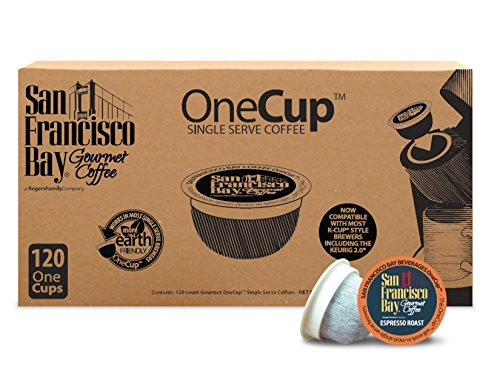 San Francisco Bay OneCup Espresso Roast (120 Count) Single Serve Coffee Compatible with Keurig K-cup Brewers Single Serve Coffee Pods, Compatible with Keurig, Cuisinart, Bunn Single Serve Brewers