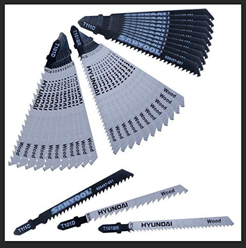 JYJMQ 36 Pcs Woodworking Jig Saw Blade Set, T-Shank Assorted Blades for Fast and Clean Wood Cutting Replace for Bosch Dewalt, Makita, Milwaukee Black Decker Tacklife SKIL Porter Cable Ryobi