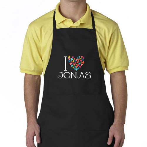 Eddany I love Jonas colorful hearts Apron