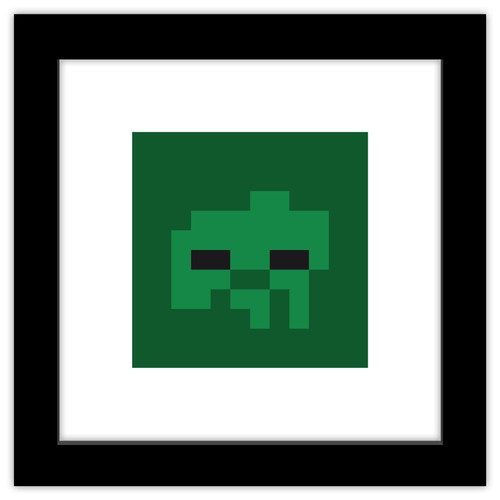 Trends International Gallery Pops Minecraft: Iconic Pixels - Mobs - Zombie Wall Art, Black Framed Version, 12'' x 12''