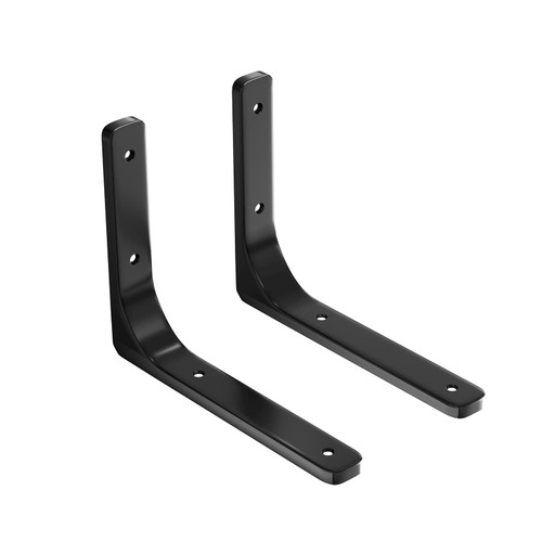 Shelve Bracket, Industrial L-Shaped Shelf Support Brackets, 90 Degree Right-Angle Wall-Mounted Shelving Brackets, Metal Floating Shelf Bracket, (White/Black, 2 Packs),Black-25x30cm/9.8 * 11.8in