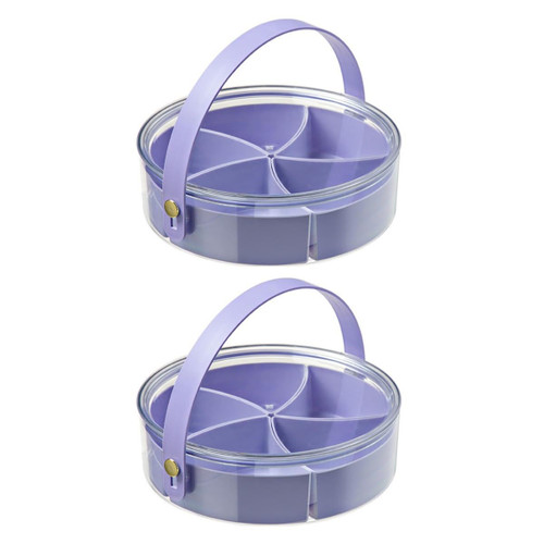 [2-Pack] Divided Serving Tray with Lid | Snackle Box Portable Veggie Tray with Handle | Snack Bowls Food Storage Container Dishes for Candy Appetizer Snack Dried Fruit Nuts Vegetable