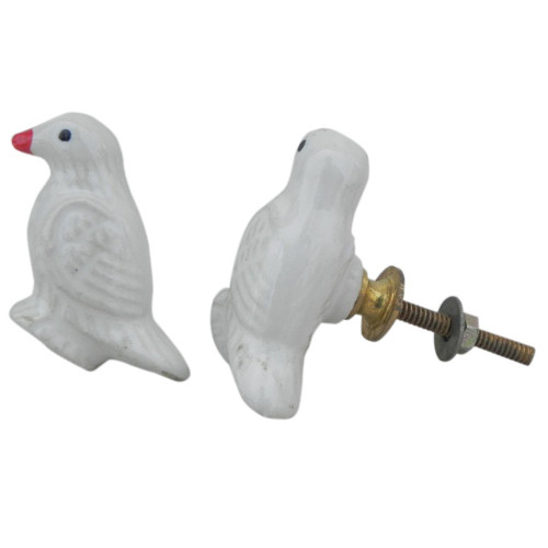 Indian Shelf 8 Pieces Kitchen Drawer Pull | Parrot Bird Nursery Knobs | White Fancy Cabinet Knobs | Ceramic Drawer Knob | Dresser Knobs for Girls | Door Pulls Knobs