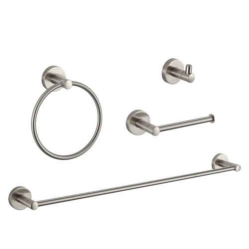 BGL Bathroom Hardware Set Brushed Nickel 4-Pieces Bathroom Towel Rack 24 Inches Adjustable Bathroom Accessories Set