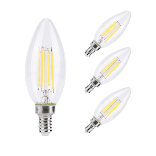 KINUR E12 Candelabra led Light Bulbs 4 Watt (40 Watt Equivalent) LED Chandelier Light Bulbs 5000K Soft White Chandelier Decorative Candle Light Bulb Ceiling Fan Bulb Non-Dimmable 4Pack