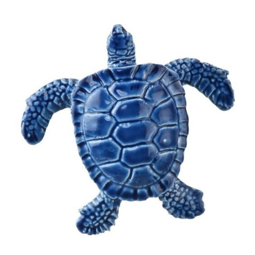 The Bridge Collection Decorative Blue Resin Sea Turtle Figurine - Glossy Blue Sea Turtle for Coastal Home Decor - Nautical Table Top Beach Decor - Wedding, Baby Shower, Beach Party