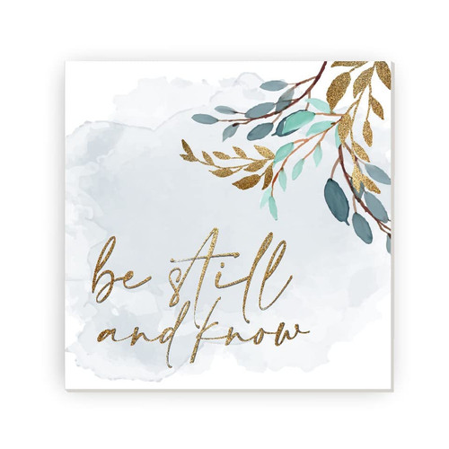 Be Still and Know Watercolor Farmhouse Style Wood Wall Decor Sign 12x12