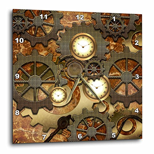 3D Rose Steampunk Gears in Golden Design Wall Clock 15" x 15" 3D Rose Steampunk Gears in Golden Design Wall Clock 15" x 15"