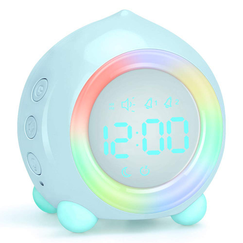 Allnice Digital Alarm Clock, LED Bedside Clock Dual Alarm Clock with Night Light, Alarm Clock for Kids, Small Alarm Clock for Home Bedroom Travel, USB Powered, Cute Peach Deisgn (Light Blue)