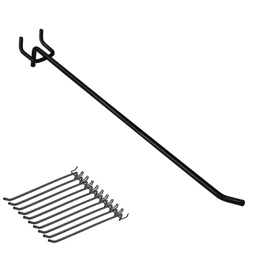 SNOMEL 10Pcs Heavy Duty Pegboard Hooks 1/4 Inch, Black Peg Board Shelving Hooks 10 Inch, Metal Pegboard Hooks Shelf Hanger Store Display, Peg Board Wall Hooks for Hanging Garage, Office, Kitchen