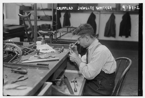 HistoricalFindings Photo: Crippled Jewelry Worker,Crafters,Tables,Chairs,Tools,Men,Bain News Service