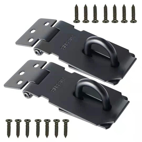 Axuansor Padlock Latch Lock 3 Inch Stainless Steel Hasp Lock Latch Matte Black Door Lock Hasp Latch with Screws for Door Shed Cabinet 2 Pack