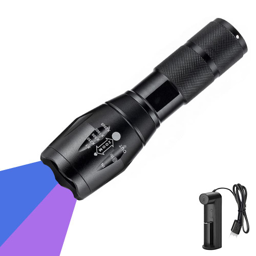 PROFORUS UV Flashlights Rechargeable, Ultraviolet Flashlight 365nm & 395nm Double UV Light Source Blacklight Flashlight Torch 2 in 1 Zoomable for Detect Pet Urine Stains Scorpions Art Photography PROFORUS UV Flashlights Rechargeable, Ultraviolet Flashlight 365nm & 395nm Double UV Light Source Blacklight Flashlight Torch 2 in 1 Zoomable for Detect Pet Urine Stains Scorpions Art Photography