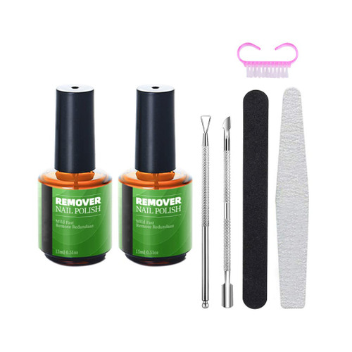 Gel Nail Polish Remover Kit, Professional Gel Nail Polish Remover, Gel Nail Polish Remover, No Film, Quickly and Easily Removes Nail Polish in 2-3 Minutes, No Soaking or Wrapping - 15ml (2Pcs)