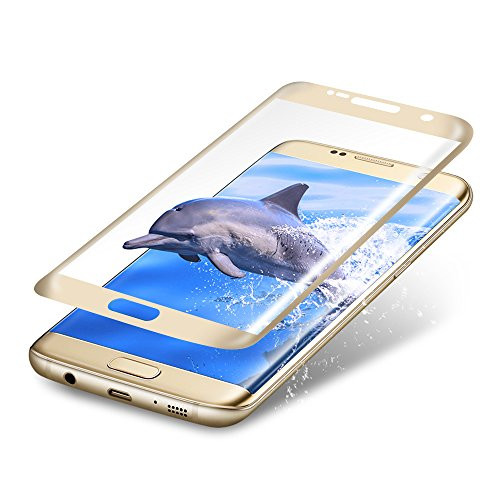 Galaxy S7 Edge Screen Protector,AOOKAY S7 Edge Tempered Glass 3D Curved Full Screen Coverage 9H Hardness High Definition Ultra Clear Film Anti-Bubble Screen Protector for Samsung Galaxy S7 Edge (GOLD)
