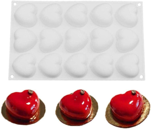SRLIWHITE Silicone 15 Heart Shaped Mini Cake Mold for Chocolate Desserts Pudding Baking Cakes Decorating Tool Molds Pan