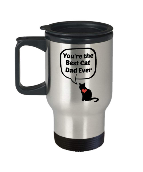 Best Cat Dad Ever Travel Mug, Dear Dad Coffee Insulated Stainless Steel Gift for Cat Lover, Cat Owner on Father's Day, Birthday, Christmas