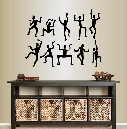 Wall Vinyl Decal Home Decor Art Sticker Abstract Ancient Dancing Men People Ethnic Room Removable Stylish Mural Unique Design 2137