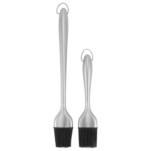 BBQ Basting Brush, 2Pcs/Set Stainless Steel Grilling Oil Brush with Food Grade Silicone Barbecue Baking Oil Brush for Home Cooking Pastry Barbecue Sauce, BBQ Basting Brush, 2Pcs/Set Stainless Ste