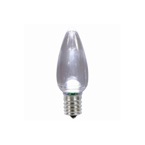 Vickerman C9 Transparent Plastic LED Pure White Dimmable Bulb, E17 Nickel Base, 3 Diodes.90Watts, 120Volts, 5 Lumens, 5000 Kelvin, 25 per Case