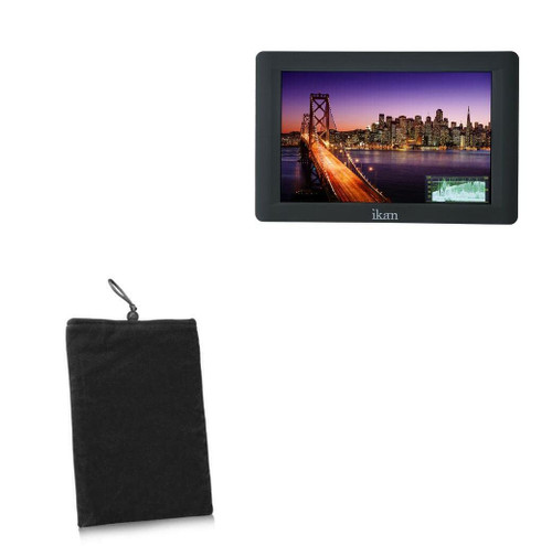 BoxWave Case Compatible with Ikan Saga S7H-V2 (Case by BoxWave) - Velvet Pouch, Soft Velour Fabric Bag Sleeve with Drawstring for Ikan Saga S7H-V2 - Jet Black