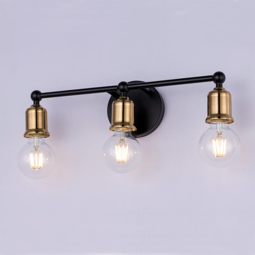 TAYACICY Black Gold Bathroom Light Fixtures, 3-Light Vanity Lights for Bathroom Modern Farmhouse Wall Lights Over Mirror Vintage Metal Bathroom Vanity Light, Globe Not Included TAYACICY Black Gold Bathroom Light Fixtures, 3-Light Vanity Lights for Bathroom Modern Farmhouse Wall Lights Over Mirror Vintage Metal Bathroom Vanity Light, Globe Not Included