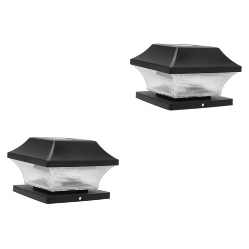 DOITOOL Solar Post Cap Lights 2pcs Light Outdoor Black Lamp Powered for Fence Landscape Post LED Patio Pillar Garden Solar Post Light