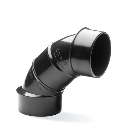 POWERTEC 70344 2-1/2" OD 90 Degree Elbow - ABS Plastic Dust Collector Connector (Black)