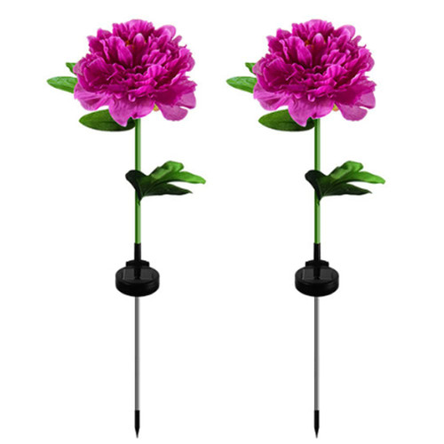 Aolyty Solar Flower Garden Lights, Single Head Solar Peony Light, Outdoor Decoration Solar Stake Lights, 2 Pack IP65 Waterproof LED Landscape Light for Pathway Walkway Patio Lawn Garden (Purple)