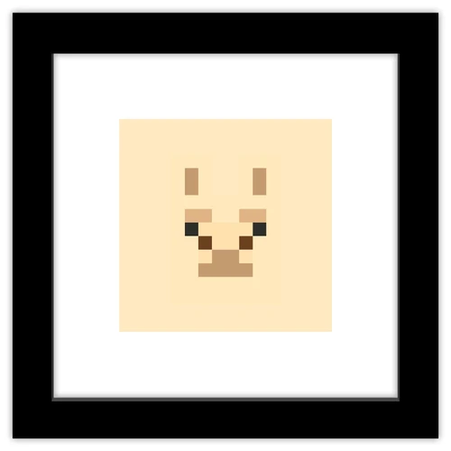 Trends International Gallery Pops Minecraft: Iconic Pixels - Mobs - Llama Wall Art, Black Framed Version, 12'' x 12''